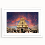 Abstract art print of an Indian landscape in muted earth tones on a framed white mat.