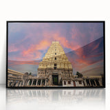 Large abstract wall art depicting an Indian landscape in muted earth tones on a framed acrylic panel.