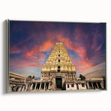 Framed canvas landscape art painting featuring a vibrant Indian scenery in colorful art style, ideal for living room decor.