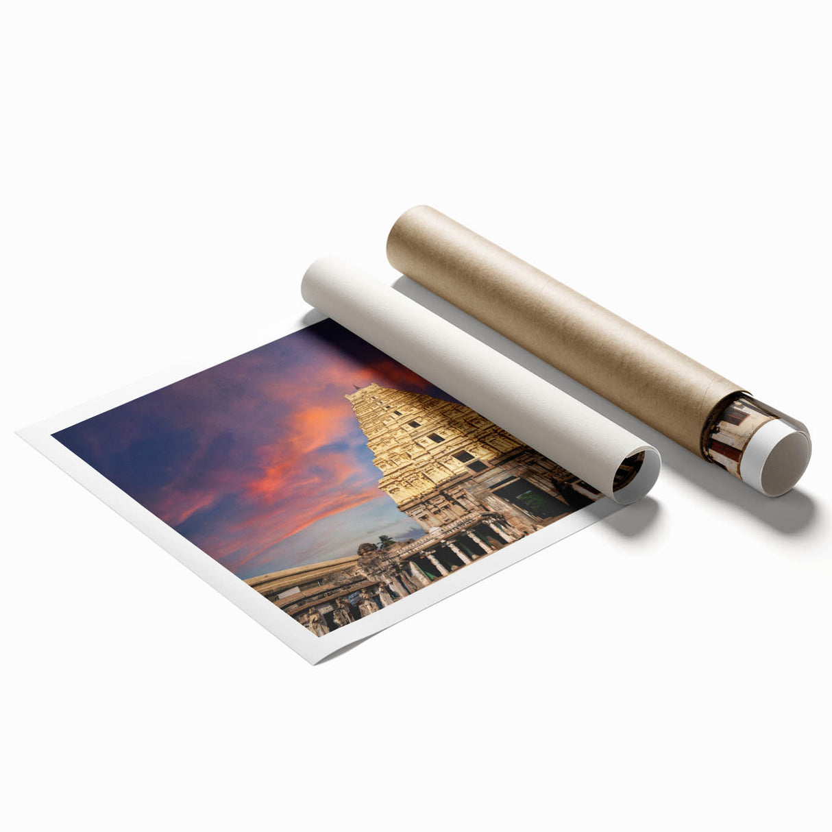 Extra large rolled canvas print featuring a vibrant, floral scene in India, ideal for classy bathroom wall art.