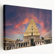Stretched canvas featuring a scenic view of an Indian landscape in vibrant green and blue tones, ideal for kitchen wall art.