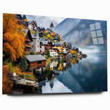 Acrylic print of a large abstract depiction of a European landscape in muted earth tones.