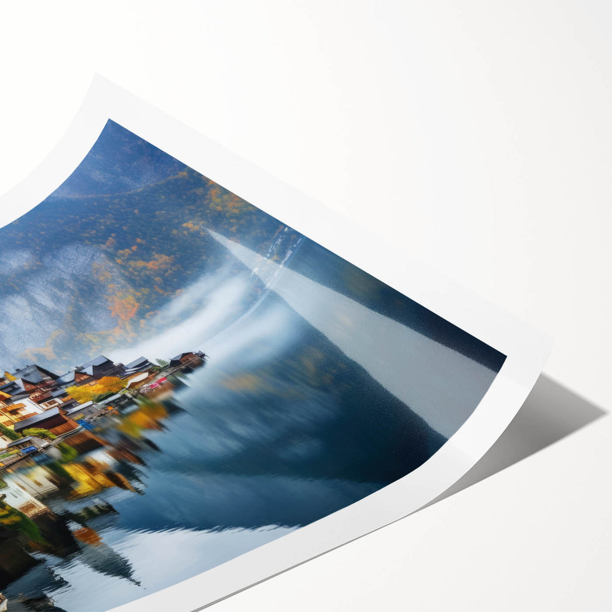 Extra large wall art featuring line art flowers in a scenic Austrian landscape, printed on rolled canvas.