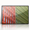 Large abstract wall art depicting the London skyline in muted gray tones on a framed acrylic print.