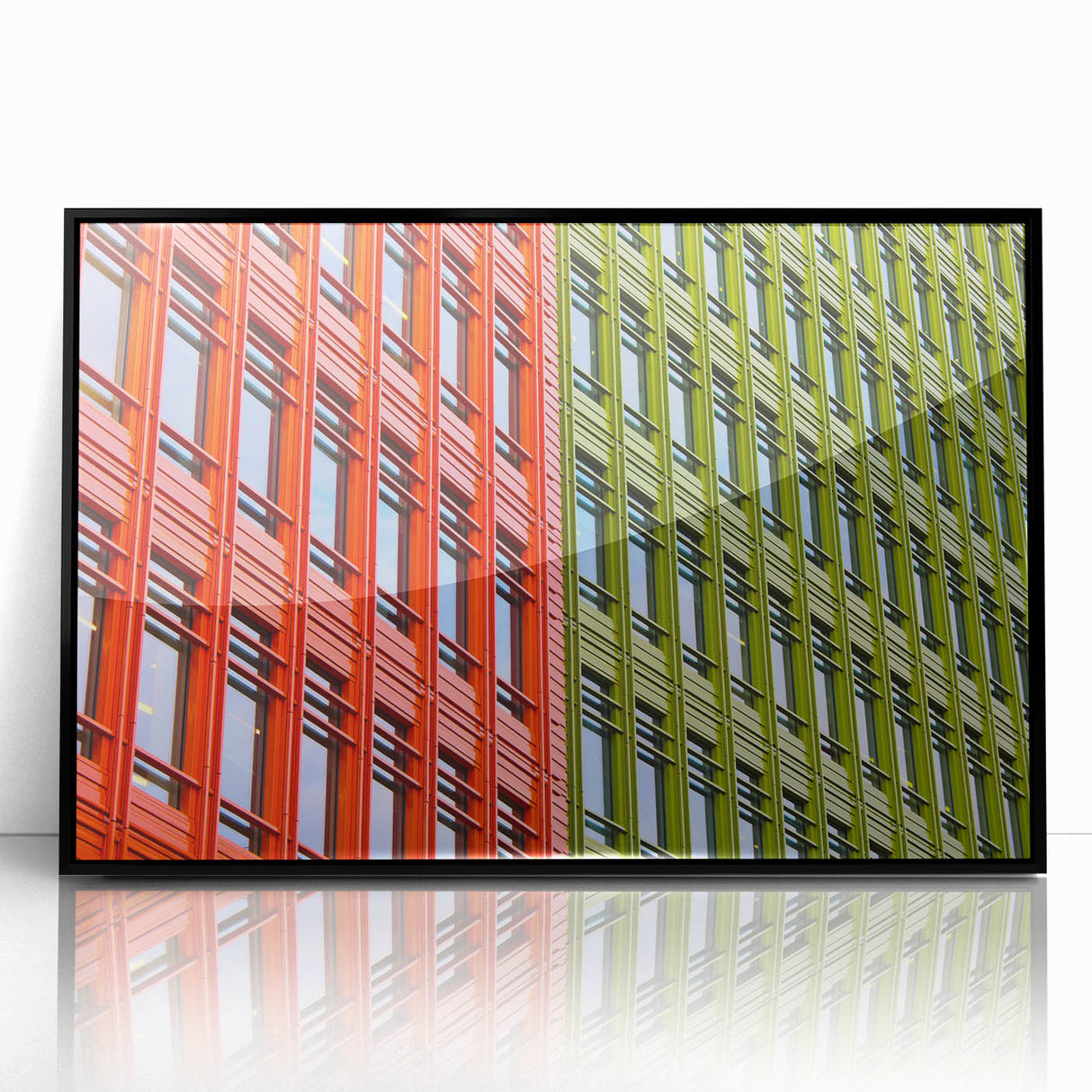 Large abstract wall art depicting the London skyline in muted gray tones on a framed acrylic print.