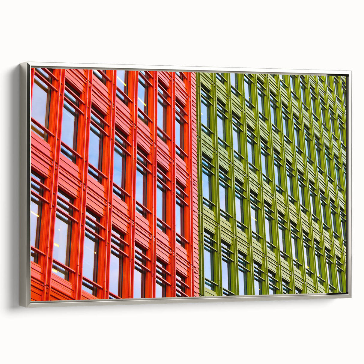 Landscape art painting of London, featuring colorful elements on black canvas, in a silver frame, ideal for office decor.