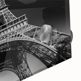 Large abstract wall art of Paris with muted gray and blue tones on acrylic, ideal for dining room ambiance.