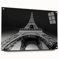 Acrylic print of Paris scenery with muted gray and blue tones, ideal for dining room decor.