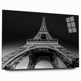 Acrylic print of a large abstract Parisian landscape in muted blues and greys, ideal for bedroom or dining room art.