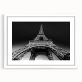 Textured abstract art print of Paris scenery in muted gray tones, framed with a white mat, ideal for bedroom art.