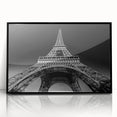 Large abstract wall art depicting a stylized Paris scene in black and white tones on a framed acrylic.