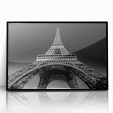 Large abstract wall art depicting a stylized Paris scene in black and white tones on a framed acrylic.
