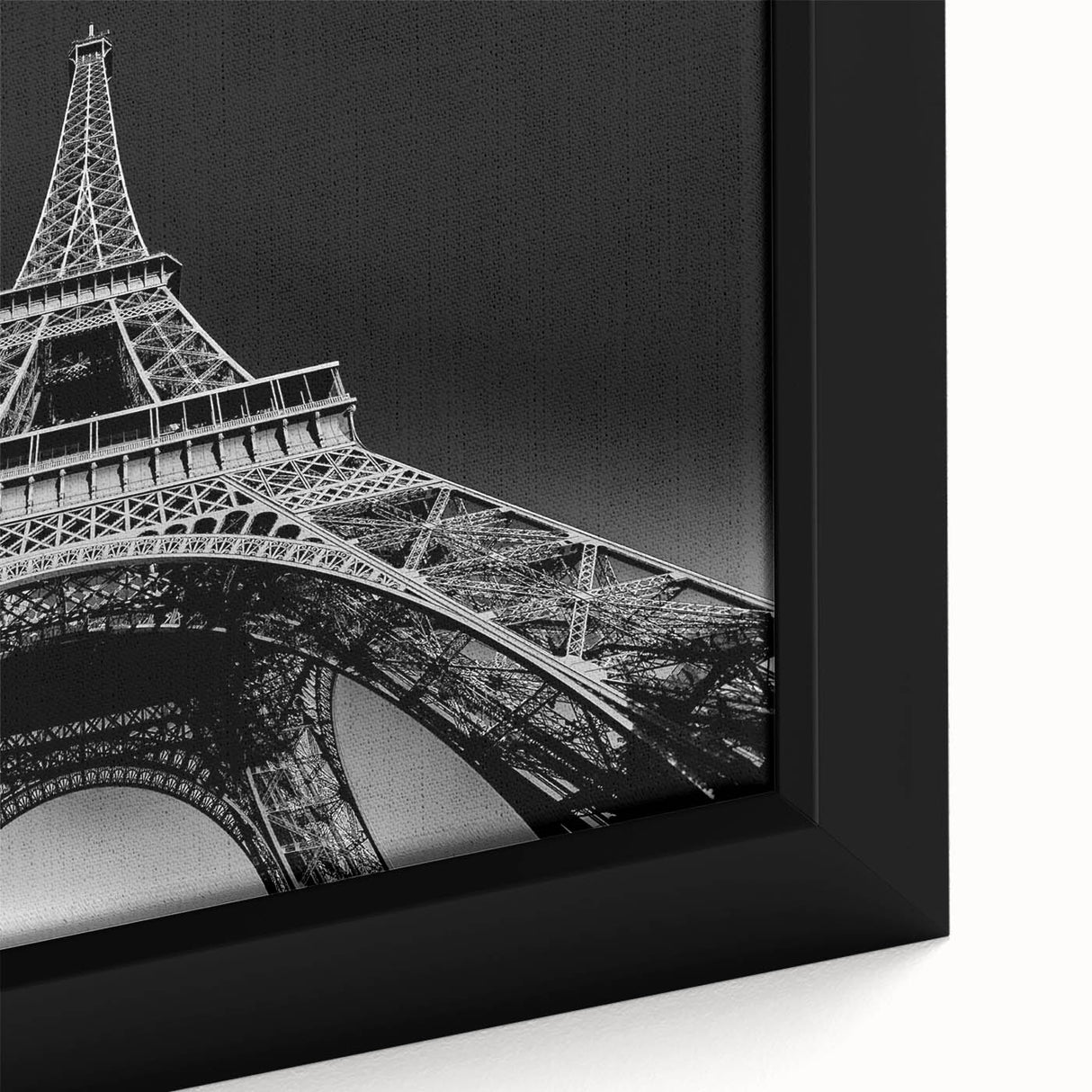 Extra large black wall art featuring a textured Paris scenery in colorful art style, ideal for living room decor.