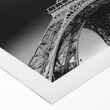 Art deco poster of Paris skyline in muted gray and blue tones on rolled canvas, suitable for dining room wall art.