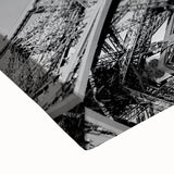 Large art of a black and white Paris landscape on stretched canvas, ideal for bedroom wall decor.