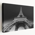Paris skyline with Eiffel Tower on a large stretched canvas, featuring soft pastel colors, ideal for kitchen wall art.