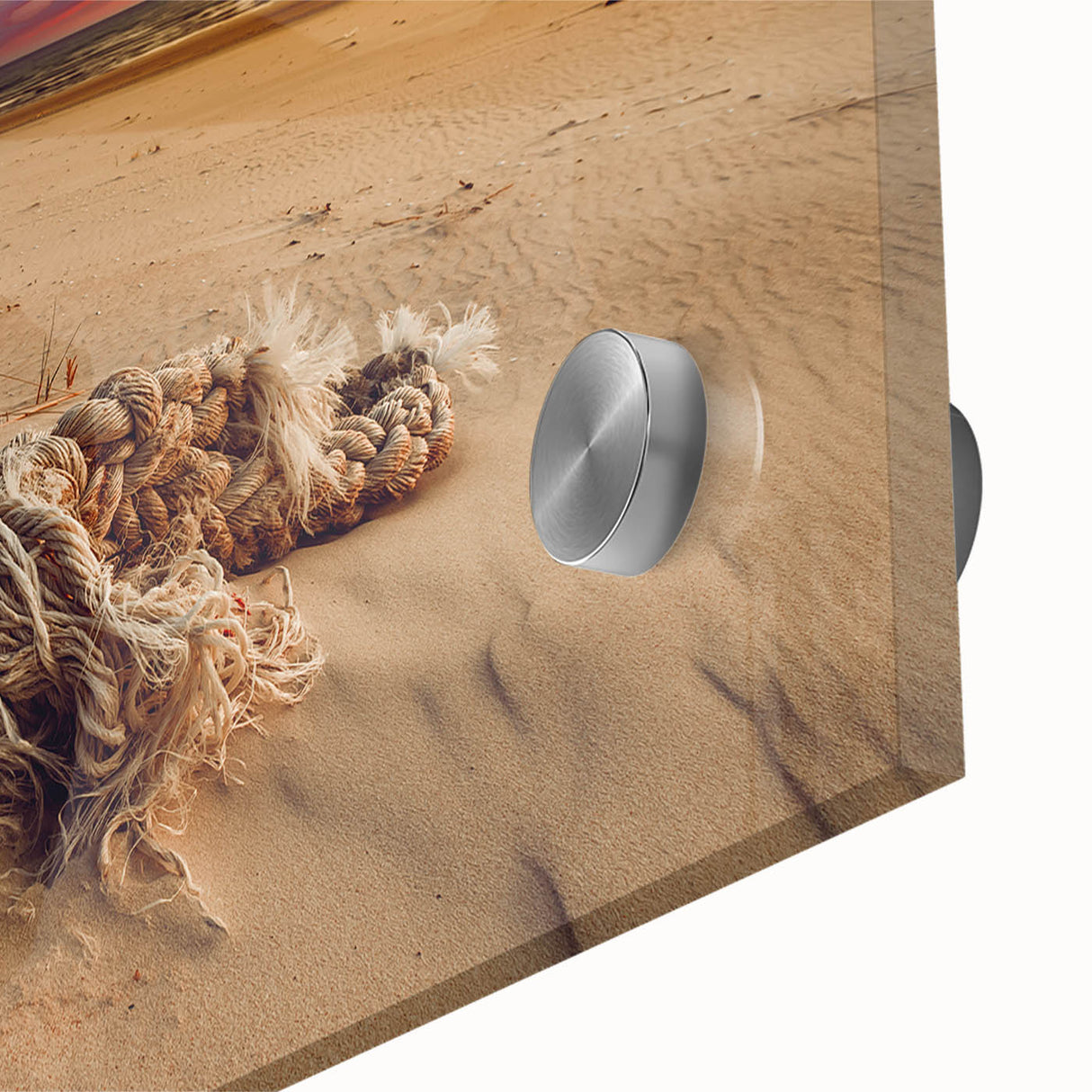 Large abstract wall art depicting a European Lithuanian landscape in muted earth tones on acrylic glass.