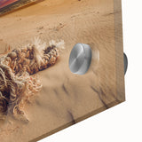 Large abstract wall art depicting a European Lithuanian landscape in muted earth tones on acrylic glass.