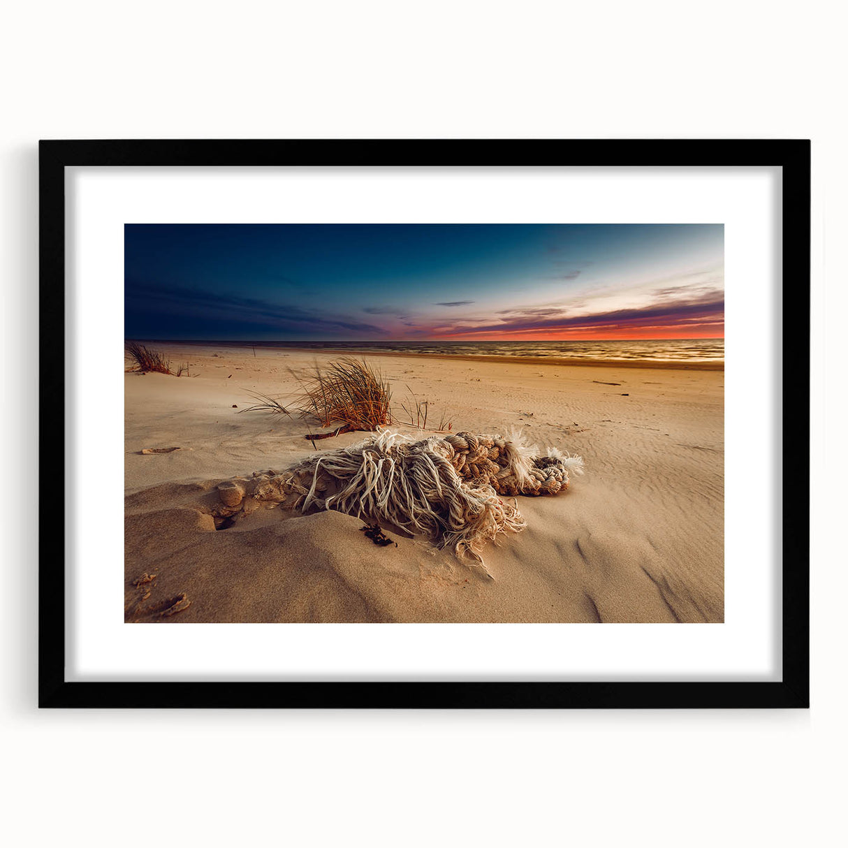 Extra large framed abstract art print featuring textured, colorful depiction of a European Lithuanian scenery.