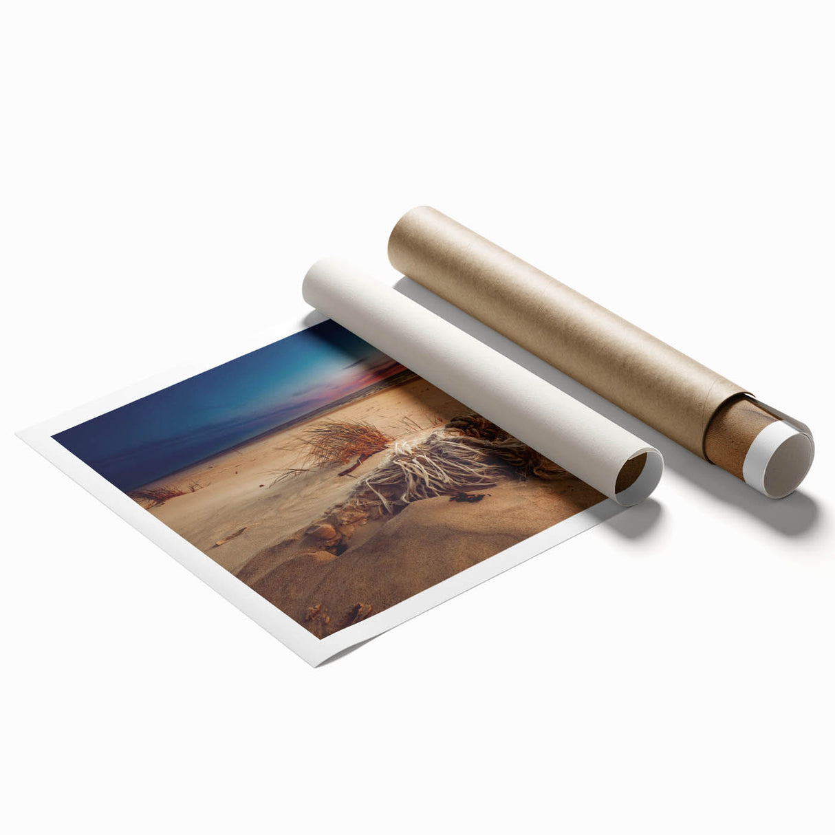 Extra large rolled print featuring a serene Lithuanian landscape with lush greenery and a calm river.