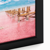 Extra large framed canvas featuring a textured depiction of Yucatan scenery in black with colorful accents.