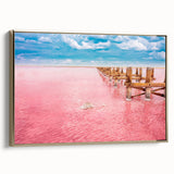 Framed canvas showing a vintage-style landscape painting of Yucatan, Mexico, with muted gold and black tones.