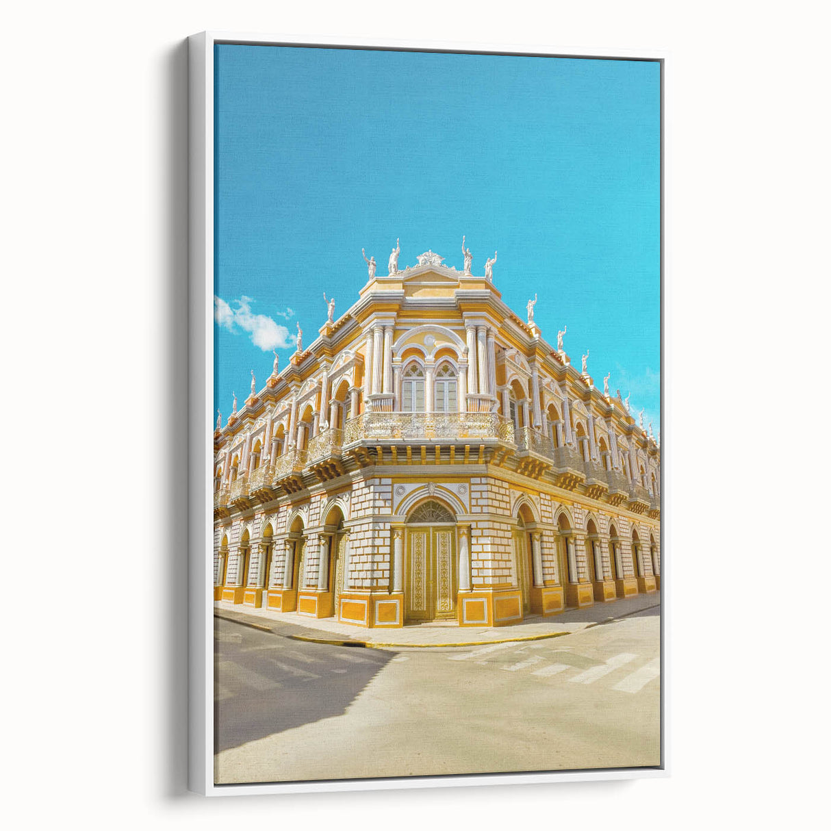Vintage poster art of a Bolivian landscape on a framed canvas, featuring a colorful palette ideal for living room decor.