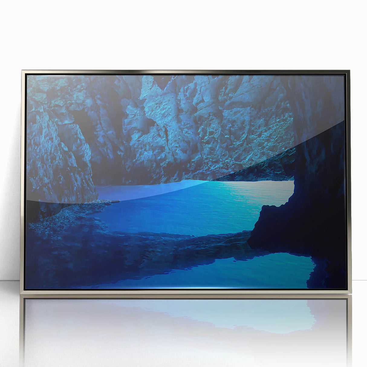 Mid-century modernist art depicting a Brazilian landscape in muted earth tones on a framed acrylic print.
