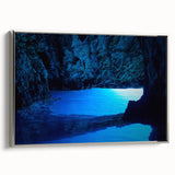 Landscape art painting of a Brazilian scene on framed canvas, featuring vibrant colors against a black background.