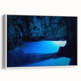 Vintage poster art depicting a colorful Brazilian landscape on a large framed canvas, suitable for living room decor.