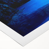 Art deco poster of a Brazilian landscape in muted greens and blues on rolled canvas, suitable for dining room walls.