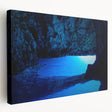 Side view of a stretched canvas featuring a vibrant, colorful depiction of a Brazilian landscape, ideal for kitchen wall art.