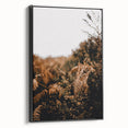 Black and white vintage poster art of a fall landscape on framed canvas, suitable for bedroom decor.