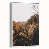 Vintage poster art depicting a fall scene, with colorful leaves on a black background, printed on extra-large framed canvas.