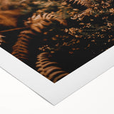 Art deco poster featuring a stylized autumn scene in warm orange and brown tones on rolled canvas.