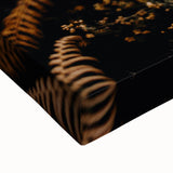 Large art of a black and white landscape painting on stretched canvas, featuring a serene tree scene.