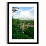 Extra large abstract art print with colorful, textured design on a black framed canvas, ideal for living room decor.