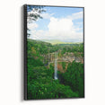 Black and white framed canvas featuring a vintage landscape painting of spring, ideal for bedroom wall decor.