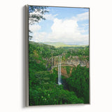 Framed canvas featuring a vintage landscape art painting of spring, with colorful art in a black frame.