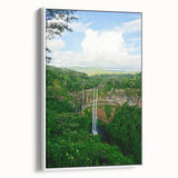 Vintage poster art of spring season with colorful floral design on a white framed canvas, ideal for living room decor.