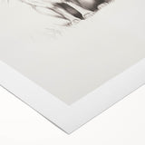 Art deco poster featuring a winter scene with muted blue and white tones on rolled canvas, suitable for dining room wall art.