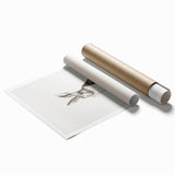 Extra large rolled print featuring a winter-themed floral art in muted blue and white tones.