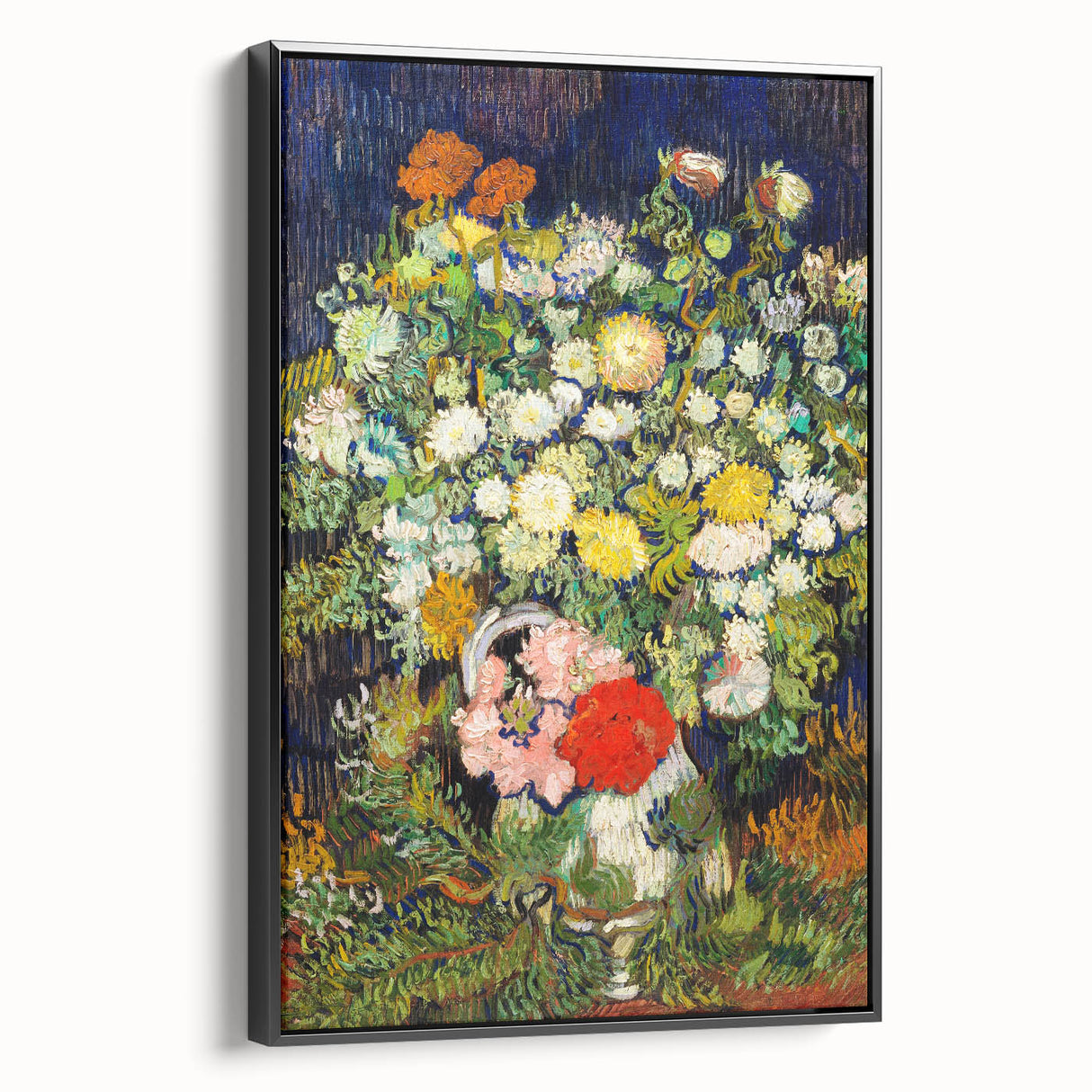 Black and white framed canvas of a vintage-style landscape painting, suitable for bedroom decor.