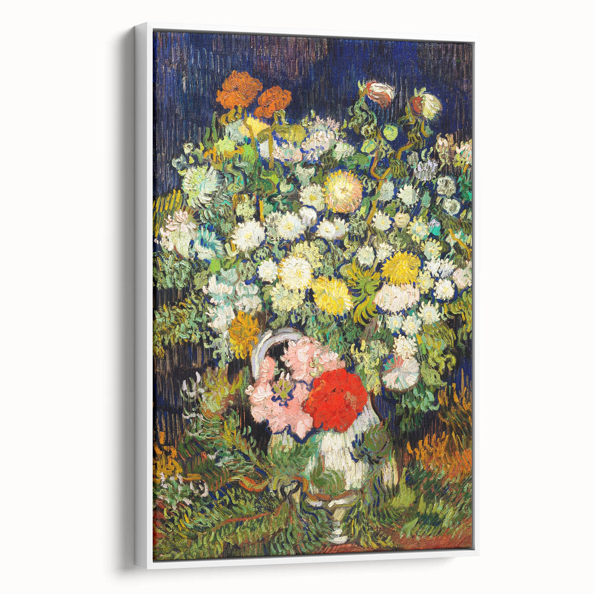 Vintage poster art of Van Gogh's painting on a framed canvas, featuring vibrant colors, ideal for living room decor.