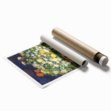 Extra large rolled canvas print featuring a floral art design in soft pastel shades.