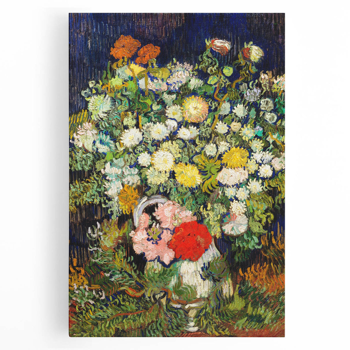 Black and white print of Van Gogh's 'Starry Night' on large stretched canvas, ideal for kitchen wall art or bedroom ambiance.
