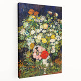 Side view of a large stretched canvas featuring a Van Gogh-inspired abstract design in vibrant blue and yellow tones.