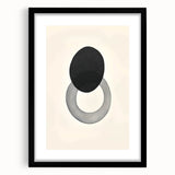 Abstract minimalist wall art framed with a white mat, showcasing soft earth tones and geometric shapes, perfect for modern home decor and artistic ambiance.