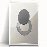 Framed abstract minimalist wall art in a sleek white design, featuring soft, muted colors and geometric shapes, perfect for modern home decor and aesthetic enhancement.