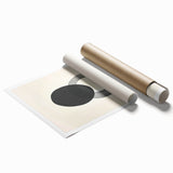 Abstract minimalist wall art print showcasing soft pastel colors and geometric shapes, elegantly rolled for easy display and storage in a protective tube.